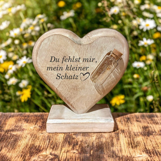 Erinnerungsstücke Stehherz weiß mit Bolltle