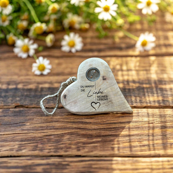 Erinnerungsherz Holz mit Memory-Madaillon