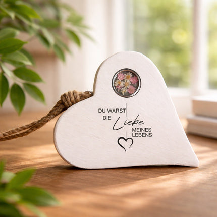 Erinnerungsholzherz  mit Memory Medaillon FreiPfad Bestattungen