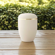 Naturfaser Urnen schmaler Goldrand matt creme