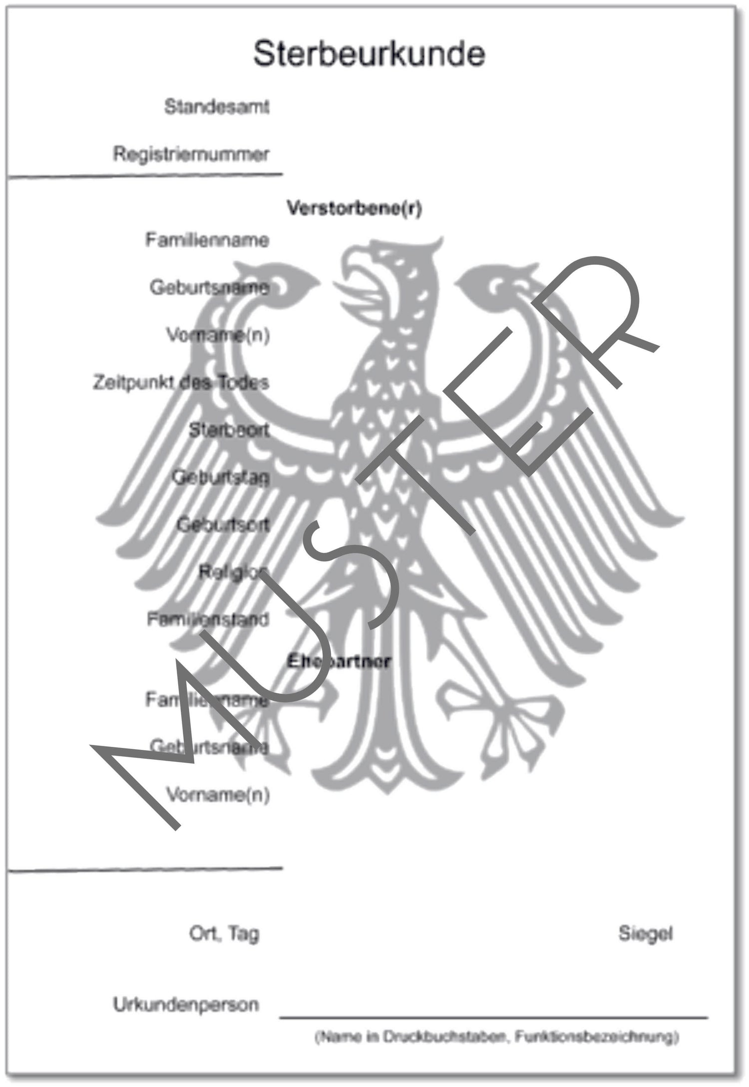 Zusätzliche Sterbeurkunden