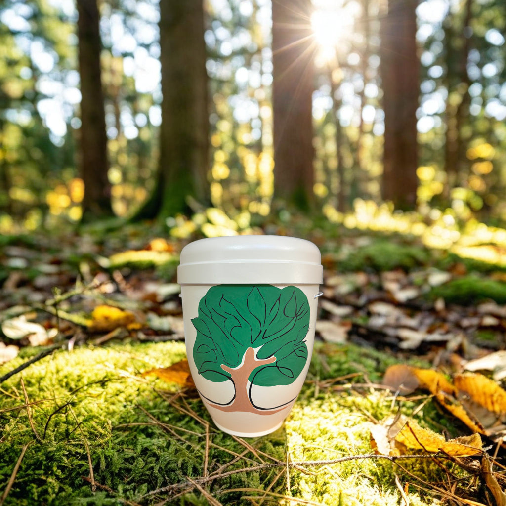 Urne mit Baum creme
