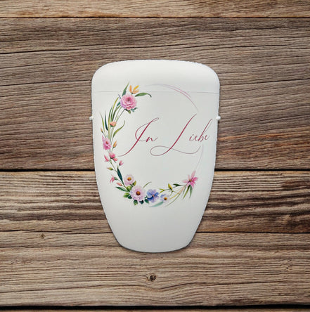 Urne Naturfaser Motiv Blumenkranz  In Liebe