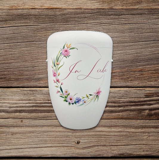 Urne Naturfaser Motiv Blumenkranz In Liebe