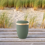 Urne samtige Haptik breiter Goldrand olive