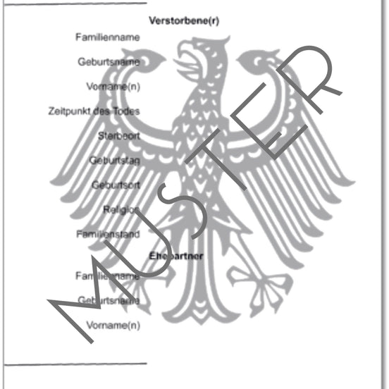 Zusätzliche Sterbeurkunde